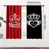 2pcs- Black and Red King and Queen Polyester Curtains, Pole Bag Curtains 42*84, Bedroom, Living Room, Home Room Decoration