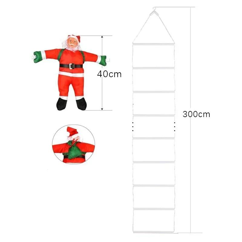 Christmas Decorations LED Ladder Lights with Climbing Santa Claus Christmas Decorative Lights for Home Holiday Garden Wall Decor
