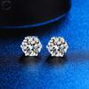 Cbtb 925 Silver GRA Certified 0.5-3CT Real Moissanite D Color VVS1 Six-jaw Stud Earrings Women Wedding Band Jewelry