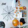 Realistic Spider Web for Home 47" Halloween Light Up with LED Lights, Giant Festive Holiday Atmosphere Supplies Cobweb Decoration Remote Control