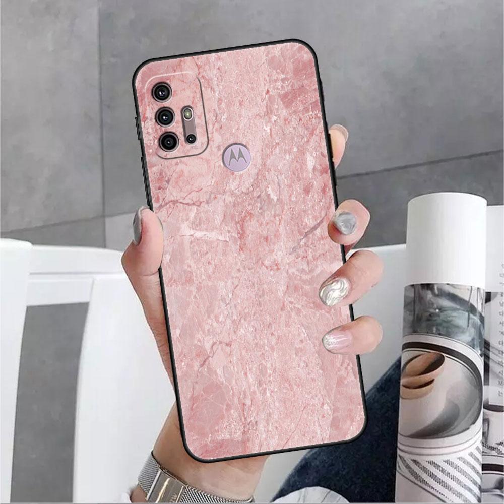 Luxury Marble Pattern Soft Case For Motorola G60 G30 Edge 20 30 G22 G9 Play G52 G8 G9 Power G50 One Fusion Black Phone Coque