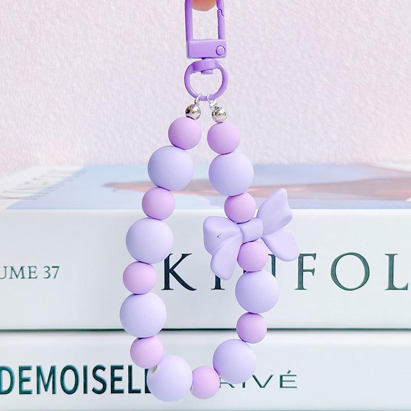 Pink Pearl Bow Keychain, Mobile Phone Chain, Earphone Bag, Anti-Lost Rope, Car Keychain, Beaded Pendant, Backpack Pendant Access