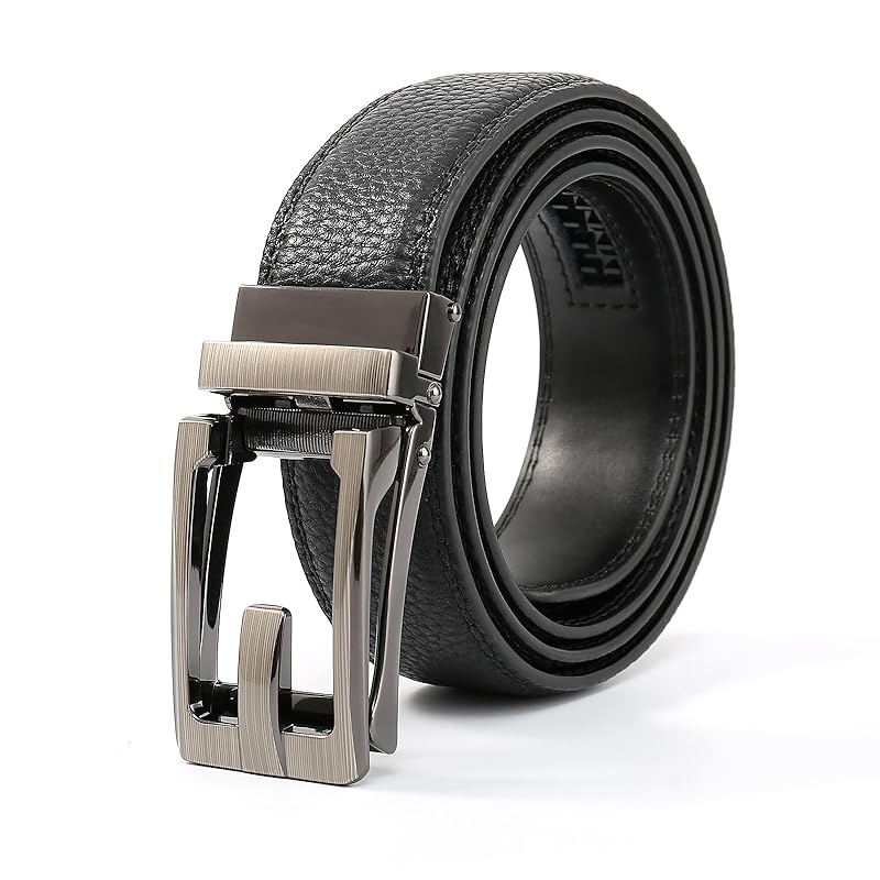 

[AHHEEK] men s business - Auto lock type big size men s belt genuine leather easy to use suit belt No hole stepless adjustment multiple sizes With box