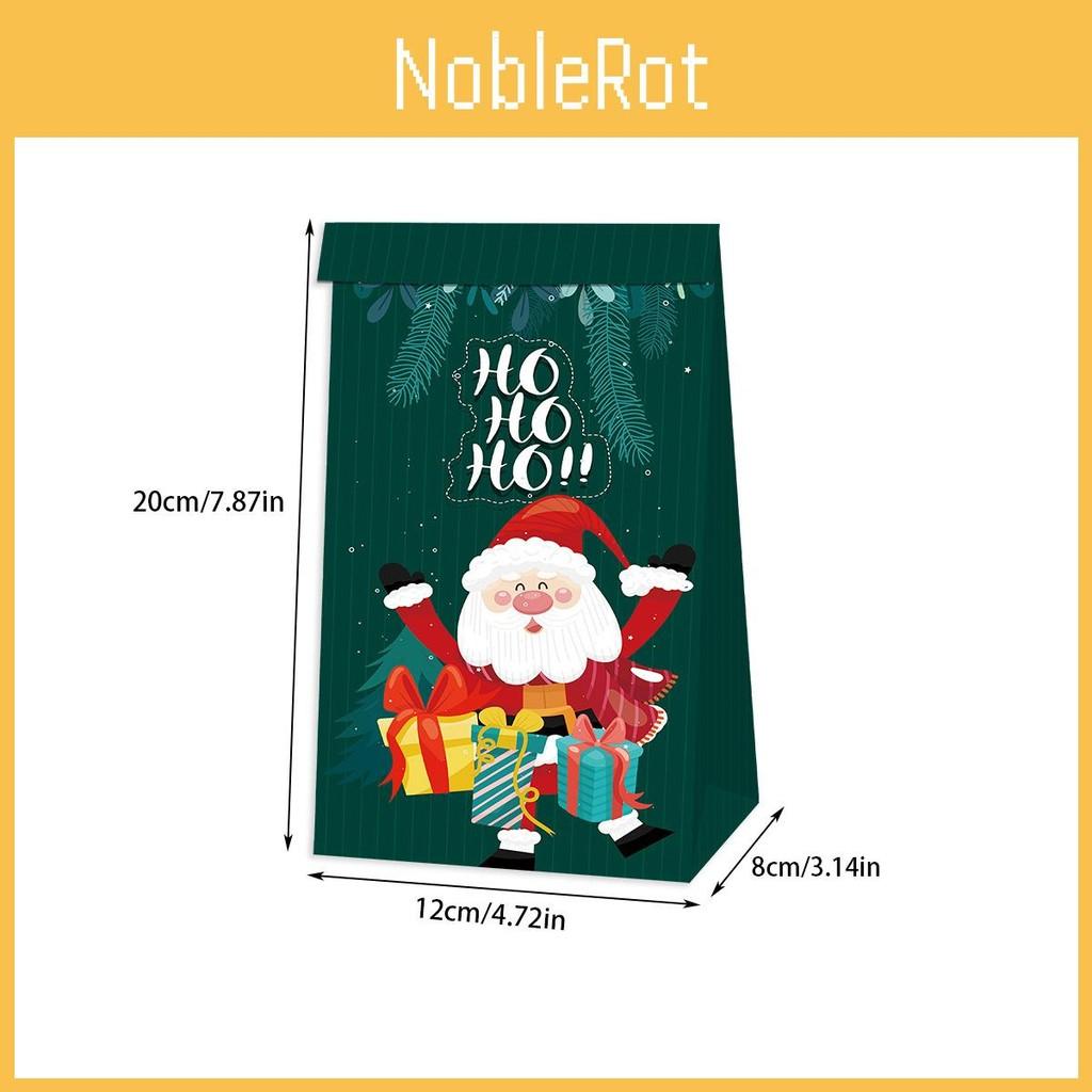 Decor Paper Christmas Bags With Santa Claus Gingerbread Man Print Daily For