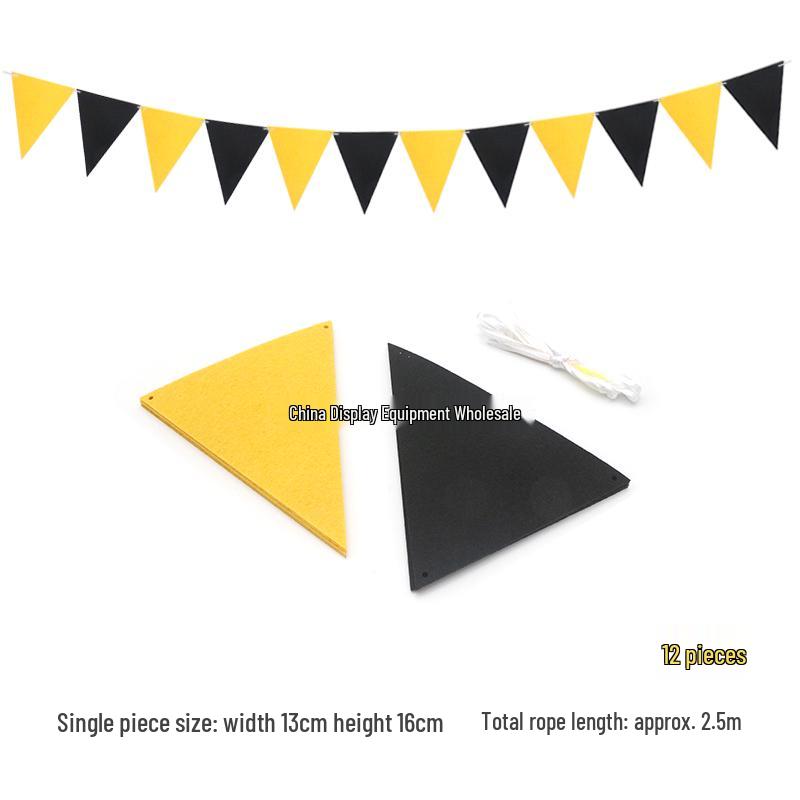 Triangle Flag Bunting for Kindergarten Decoration - Children's Room & Birthday Party Decor with Girlish Heart Design