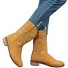 Embroidered Cowboy Boots for Women Western Cowgirl Round Toe Boots Chunky Heel Pull On Dress Mid-calf Boots Women's Low Block Heeled Short Booties