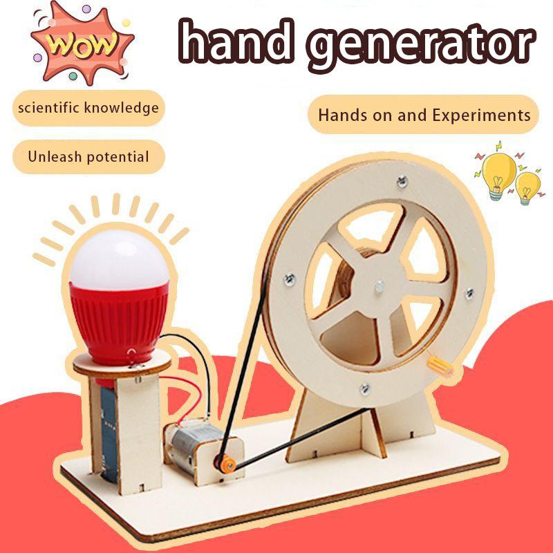 Diy Wooden Hand Cranked Generator Children'S Science Toy Fun Stem Puzzle Physics Experiment Set Children'S Education Toy