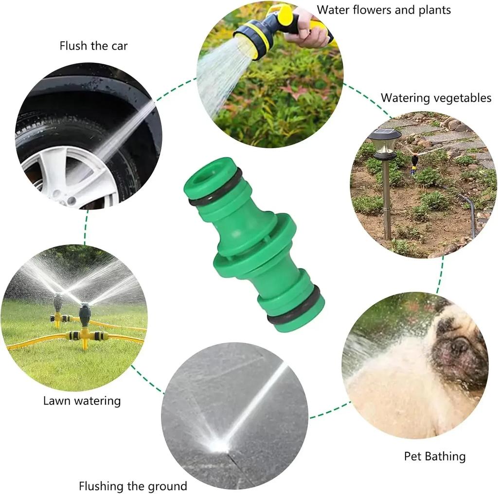 50/5x Double Plug Hose Connector Extender Repair Two Sections of Water Pipes for Car Washing Garden Pipe Connecting Fast Release