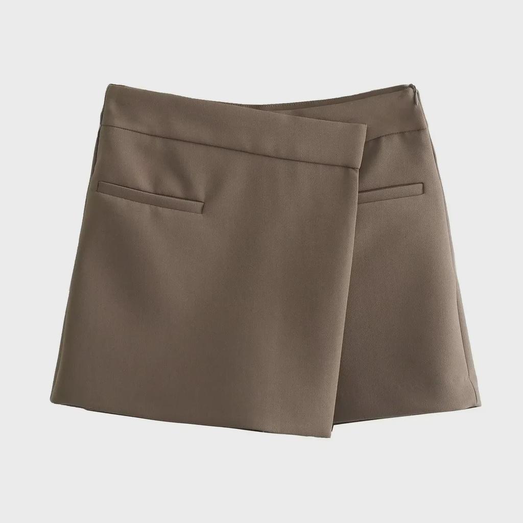 2023 Autumn European & American Women's Asymmetrical Three-Color Casual Skirt Pants