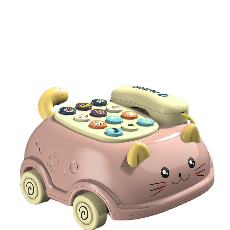 Cat Pull Wire Phone Cart Baby Toys, Multi-Functional Cartoon Car For Infants And Children, Early Education Educational Toys