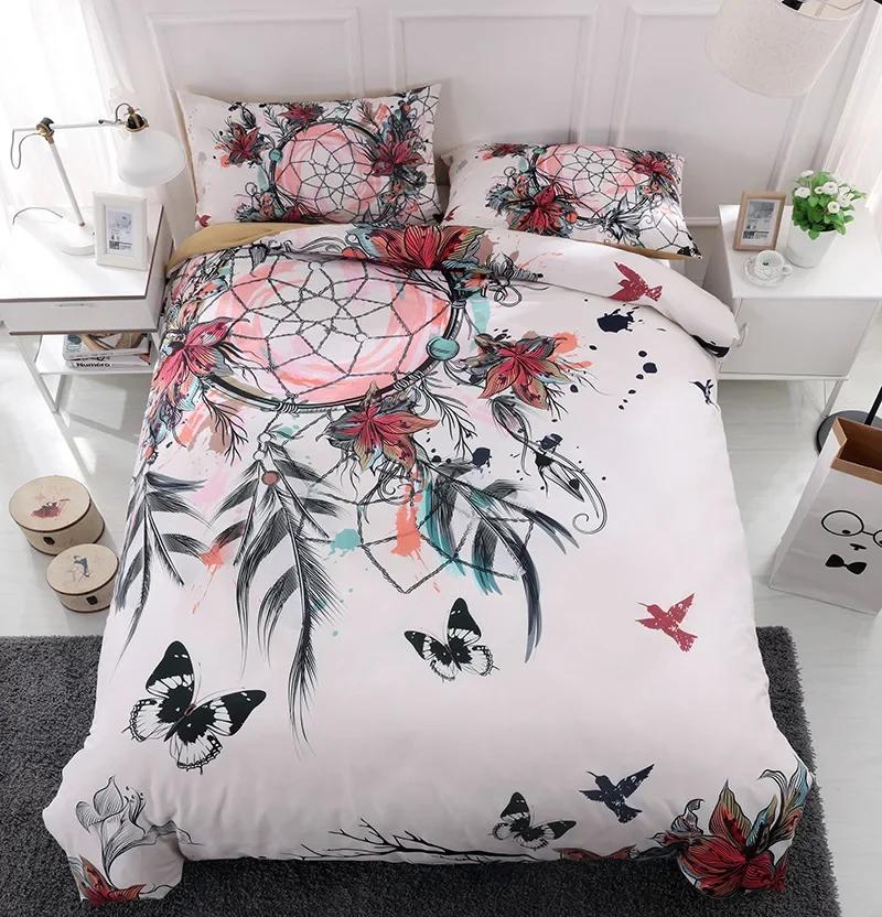Single Double Bohemian Feather Duvet Cover Wiht Pillow Cases King Size Dream Catcher Bedding Sets Comforter Cover Set Boho 3D
