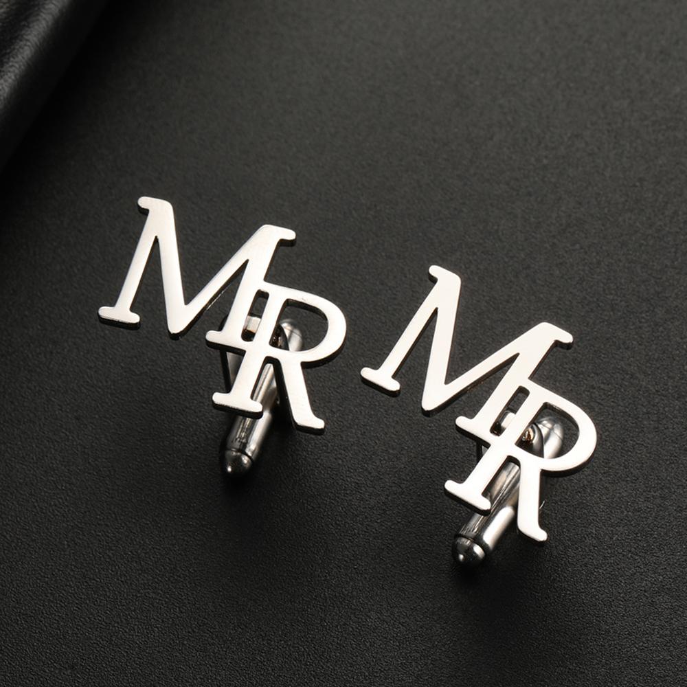 Botões de Punho com Iniciais Personalizadas para Homens Botões de Punho Personalizados para Terno de Negócios Joias de Aço Inoxidável Presentes de Dia dos Namorados