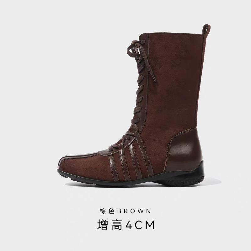 

Fashion Women s Vintage Versatile Lace-Up Flat Mid-Cone 35