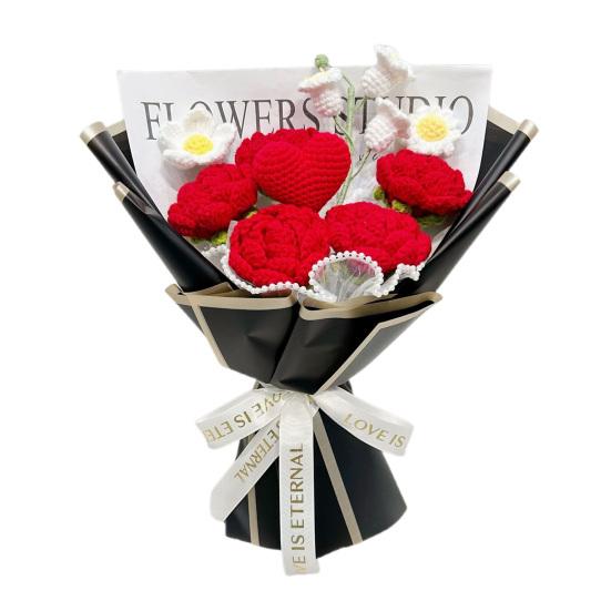 Künstliche Blumen Handgemachte Häkelblumenstrauß Weiches Baumwollgarn Keine Pflege Herz Rose Blume Kunstblume Hochzeiten Jubiläen Heimdeko