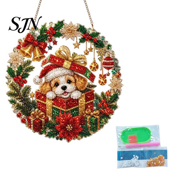 Sunlight Reflecting Ornaments Christmas Faux Diamond Art Ornament, DIY Santa Claus Sun Catcher Kit, Rhinestone Parent Child Interactive Crafts