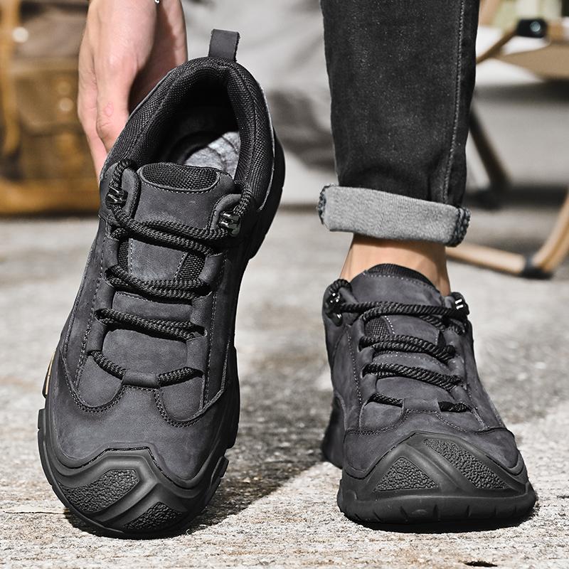 Fashion Men Outdoor Sport High Quality Trekking Hiking Leather Shoe Anti-slip Wearable Comfort Versatile Comfort Soft Sole Driving Shoes