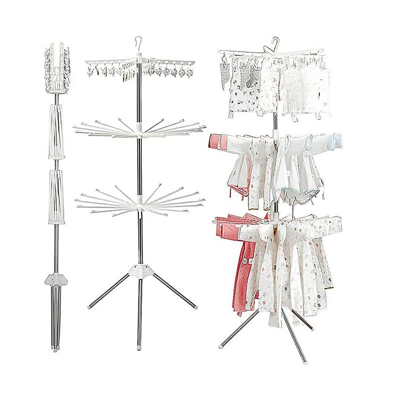 Tripod Clothes Drying Rack Portable Space Saving Height-Adjustable Stainless Steel Laundry Drying Rack Indoor Floor Clothes Rack
