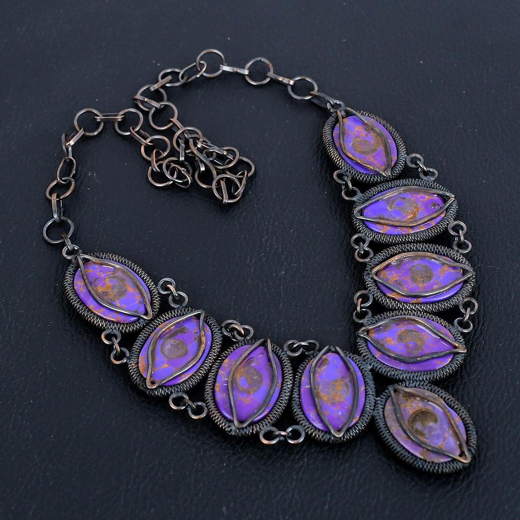 Purple Turquoise Necklace, 999 Copper Wire Wrapped Gemstone Jewelry, Handmade Necklace Amazing Jewelry, Gift For Her