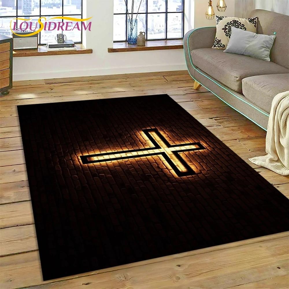 New 3D Pray Holy Bible Cross Jesus Carpet Rug for Bedroom Living Room Home Sofa Decoration,Children Game Large Decor Floor Mat