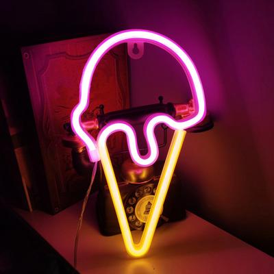 LED-Neonlicht, kreative Form, USB/batteriebetrieben, flimmerfrei, Eiscreme-Neonschild-Lampe, Desktop-Ornament
