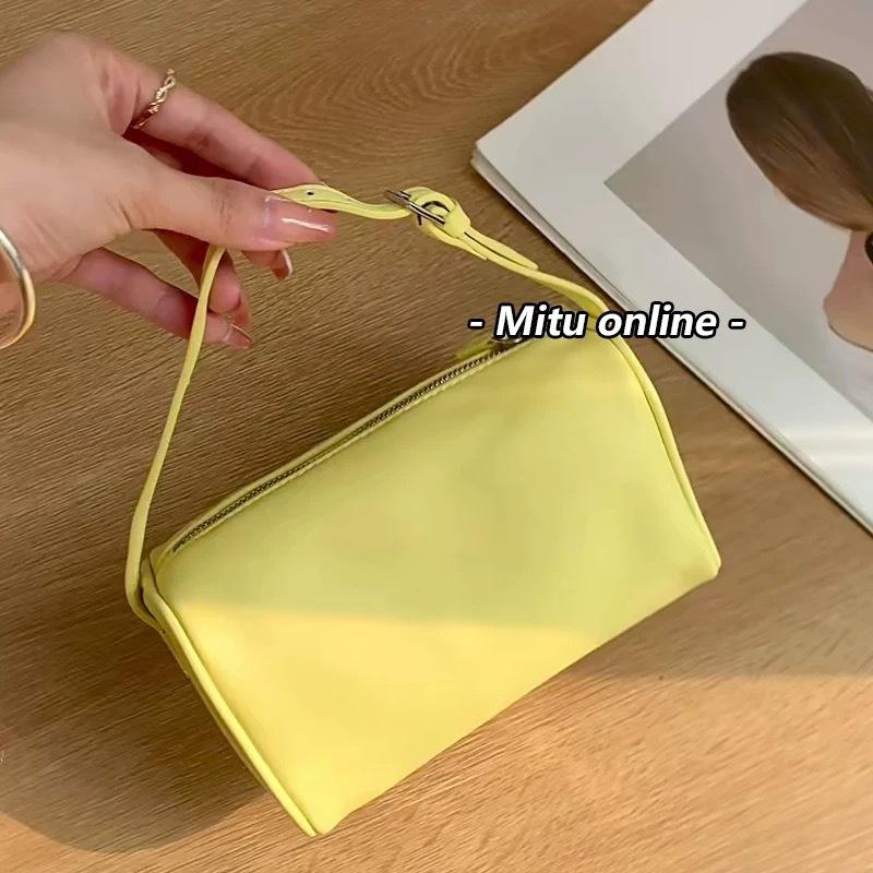 

Новая нишевая сумка из мягкой кожи в стиле ретро, простая текстура, маленькая квадратная сумка, сумка-тоут, сумка подмышку, сумка-подушка, женская сумка жёлтый