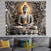Big Buddha Tapestry Lotus Yoga Meditation Tapestry Dark Home Tapestry Lotus Suitable for Bedroom Living Room Backdrops Cloth