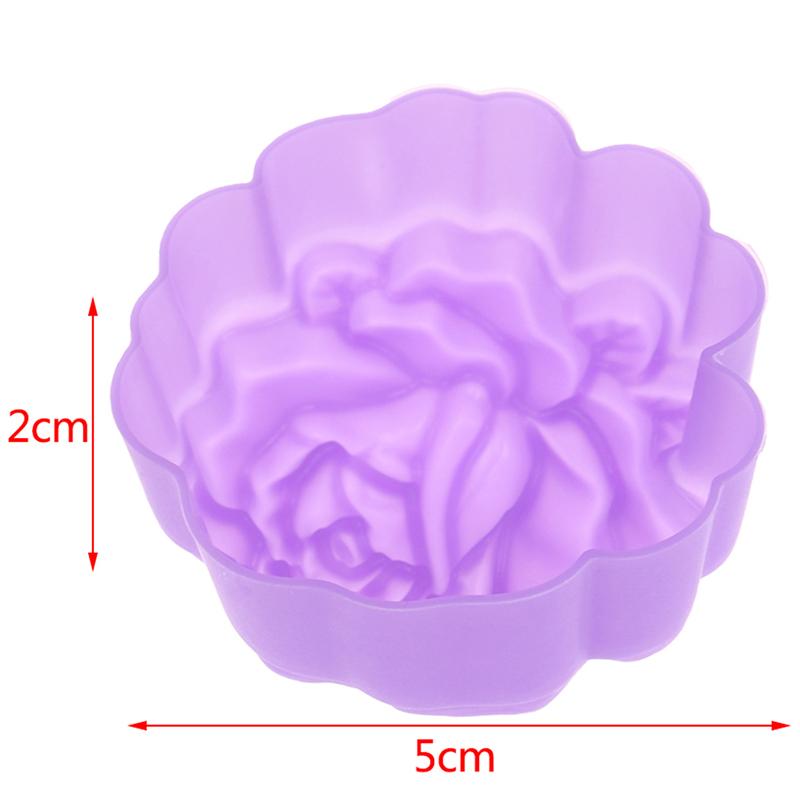 12Pcs 5Cm Rose Shaped Jelly Pudding Mold Muffin Cake Cup Silicone Muffin Cake Molds Baking Accessories