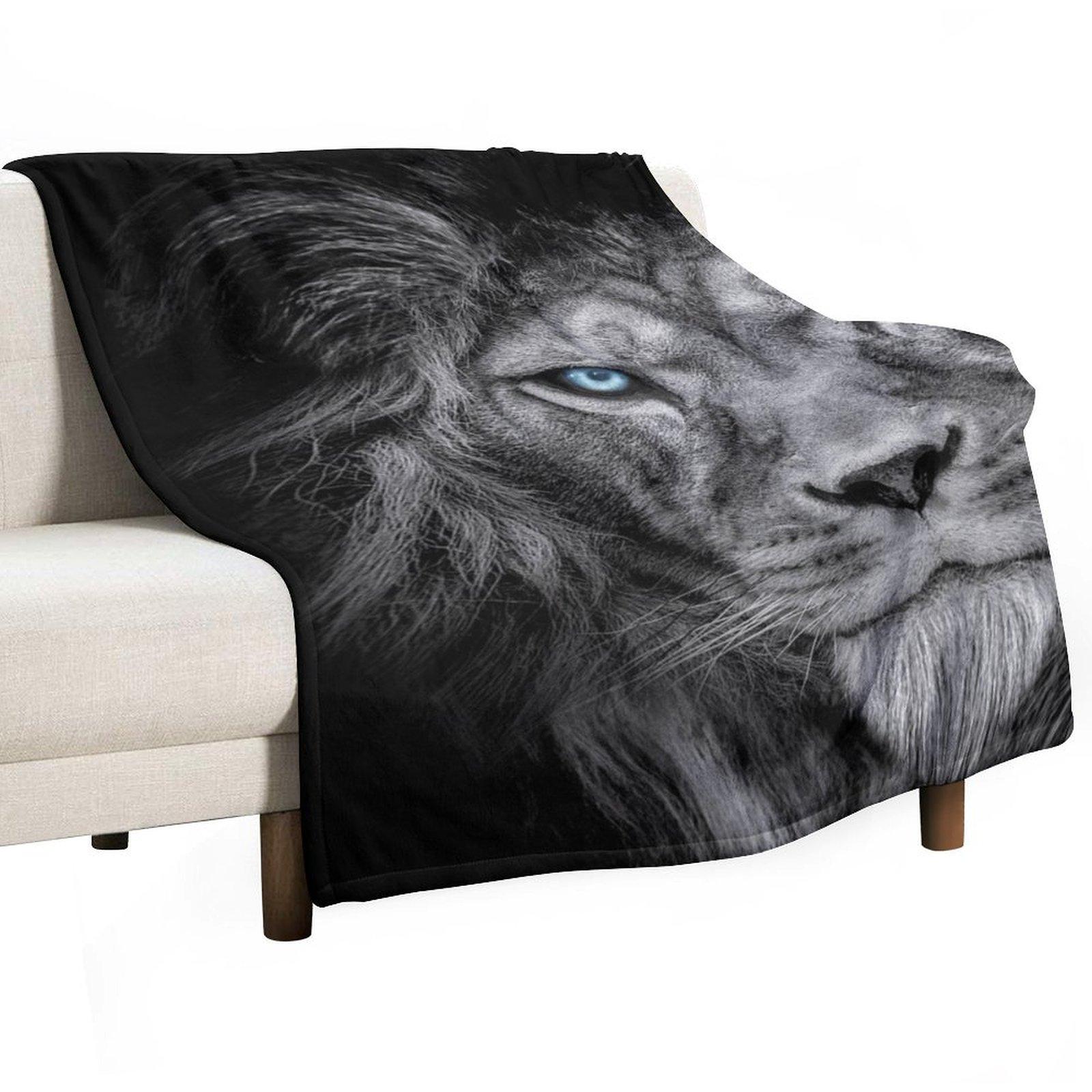 

Африканский лев, дикое животное Черно-белый, но с цветными глазами Плед Свободный Мягкий Клетчатый Пледы 30x40in