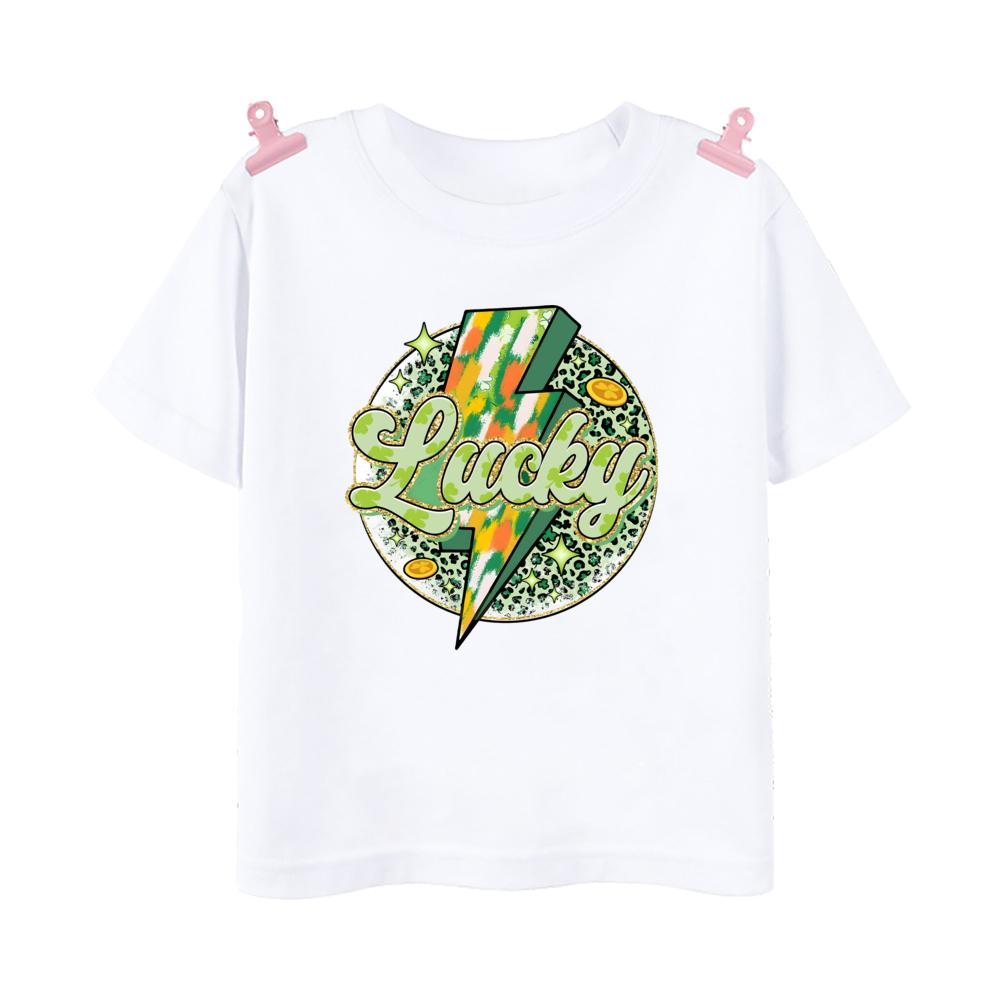 Rainbow Lucky Print Kids Shirts St Patricks Day Party Boys Girls Outfit Tshirt Holidy Child Short Sleeve Tops Toddler T Shirt
