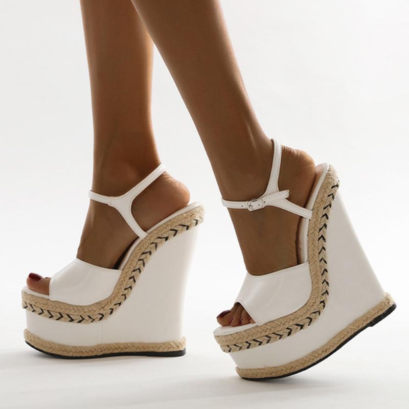 Fashion NEW Sexy Shoes for Women 2025 Fashion Platform Sewing Wedges High Heels Patchwork Retro Sandals Summer Femmes Chaussures