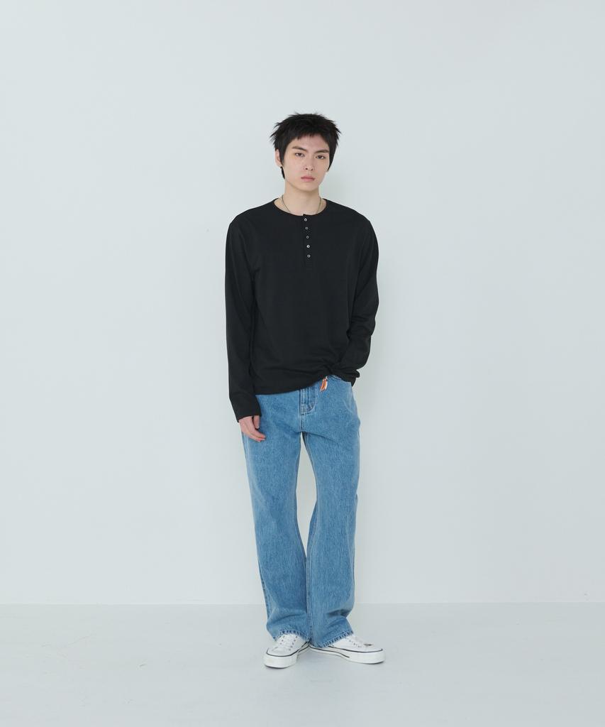 Deossingindeeodeeo Henley Long Sleeve T-Shirt Black