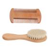 Wooden Baby Hair Brush And Comb Set Wool Brush Double Edged Comb For Baby Shower Newborn Hair