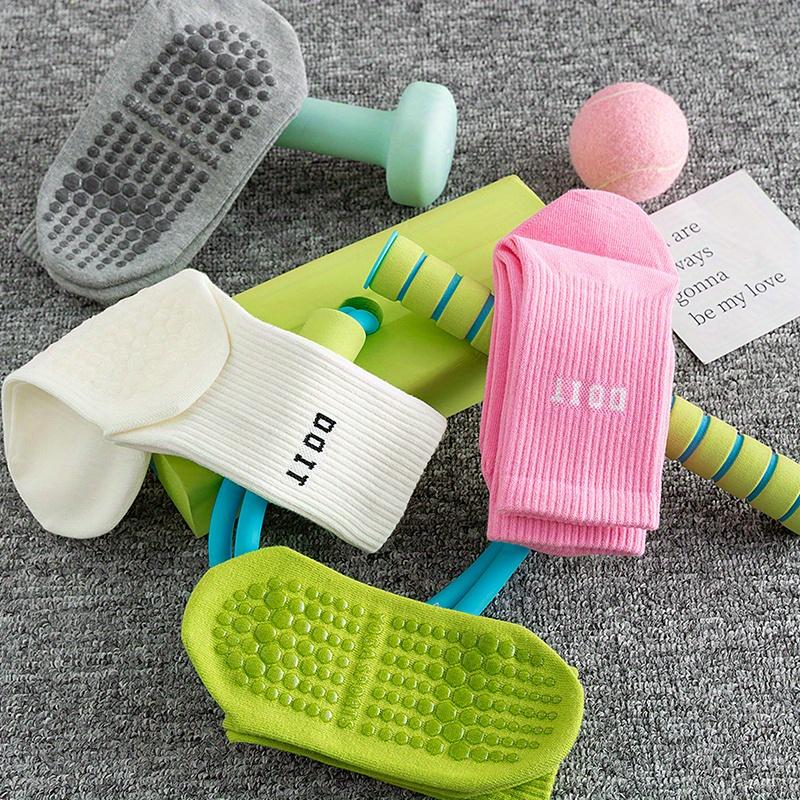Atmungsaktive Yogasocken aus Baumwolle bis zur Mitte der Wade, einfarbig, gestreift, rutschfeste Sportsocken, Pilatessocken, Tanz-Fitness-Trainingssocken