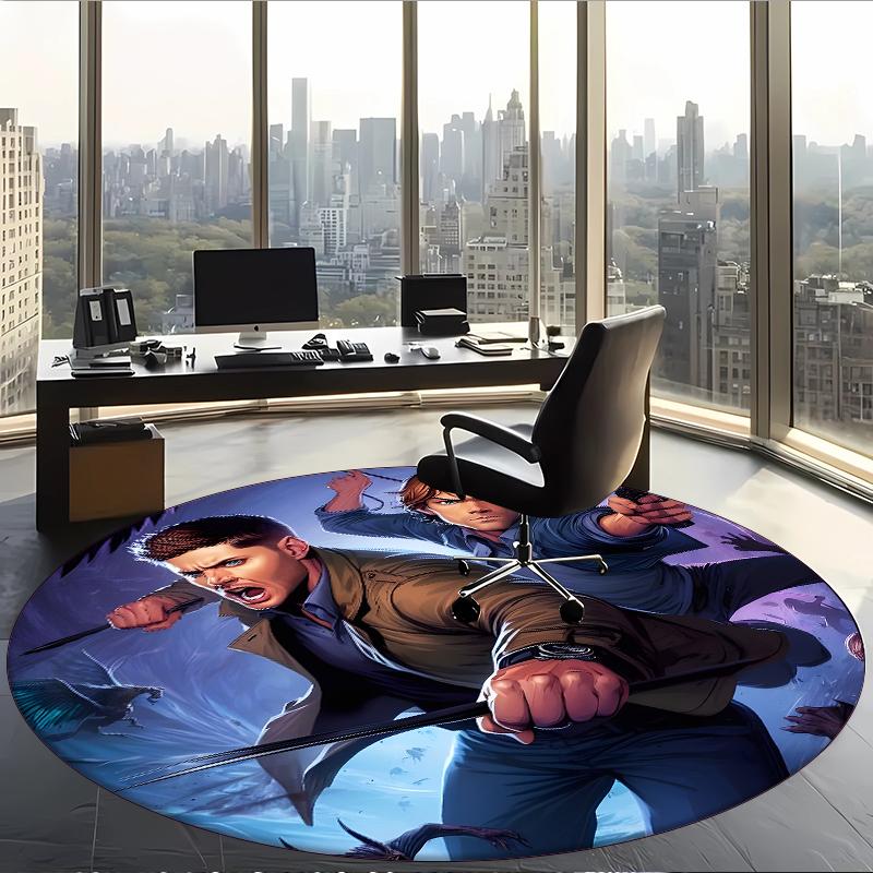 Supernatural (5) Round Office Rug Decorative Floor Rug for Office Bedroom Living Room and Home Space