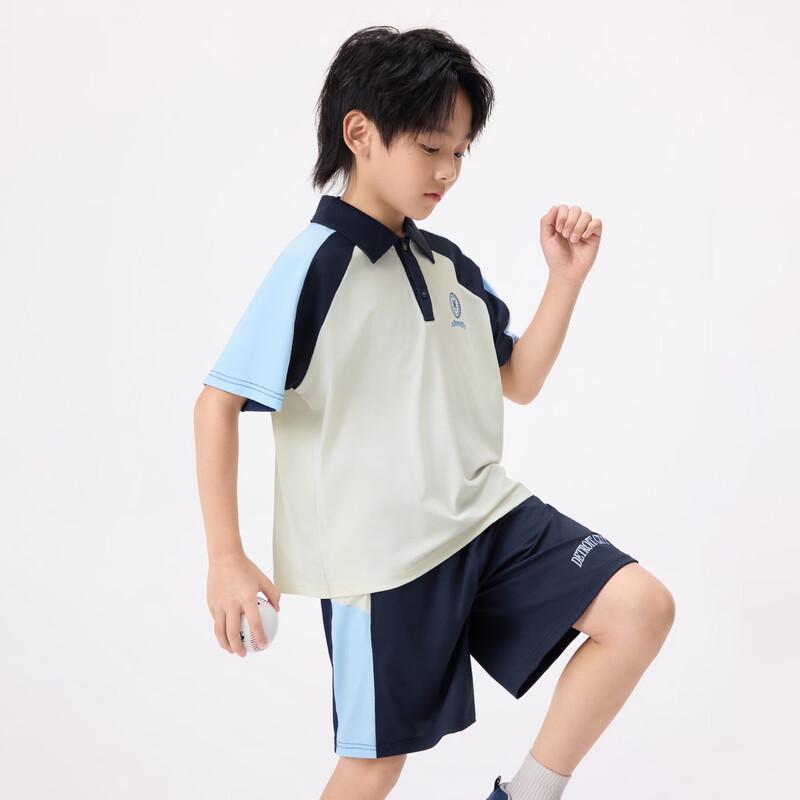 Xiaoyinman Boys' Color Block Raglan Polo Two-Piece Set