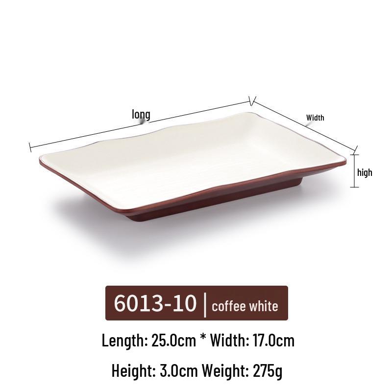 Melamine Rectangular Imitation Porcelain Plate for Hot Pot, Sushi, BBQ & Hotel Tableware.