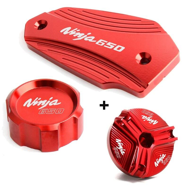 For Kawasaki NINJA 650 NIINJA650 -2023 Accessories Motorcycle Front & Rear Brake Fluid Reservoir Cover Engine Oil Filler Cap