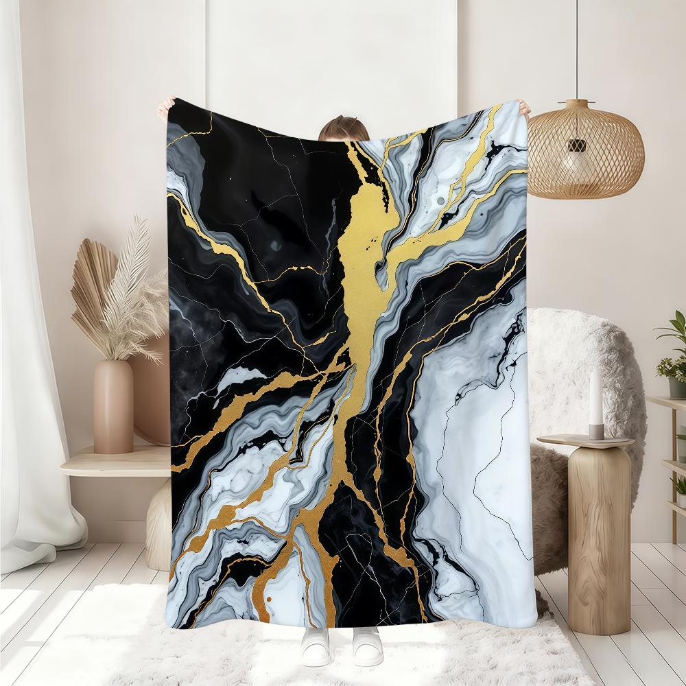 Black Marble Design Blanket Soft Throw Blanket for Home Bedroom Bed Sofa Picnic Travel Office Rest Cover Blanket Gift