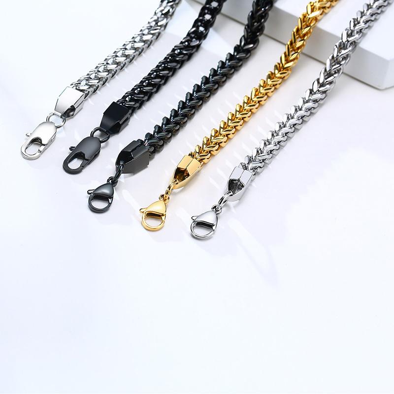 Xiaomi Vnox Franco-Kettenarmbänder für Herren, Quadratische mehrlagige kubanische Kettenglieder-Armband aus Edelstahl, Lässiger männlicher Punk-Schmuck