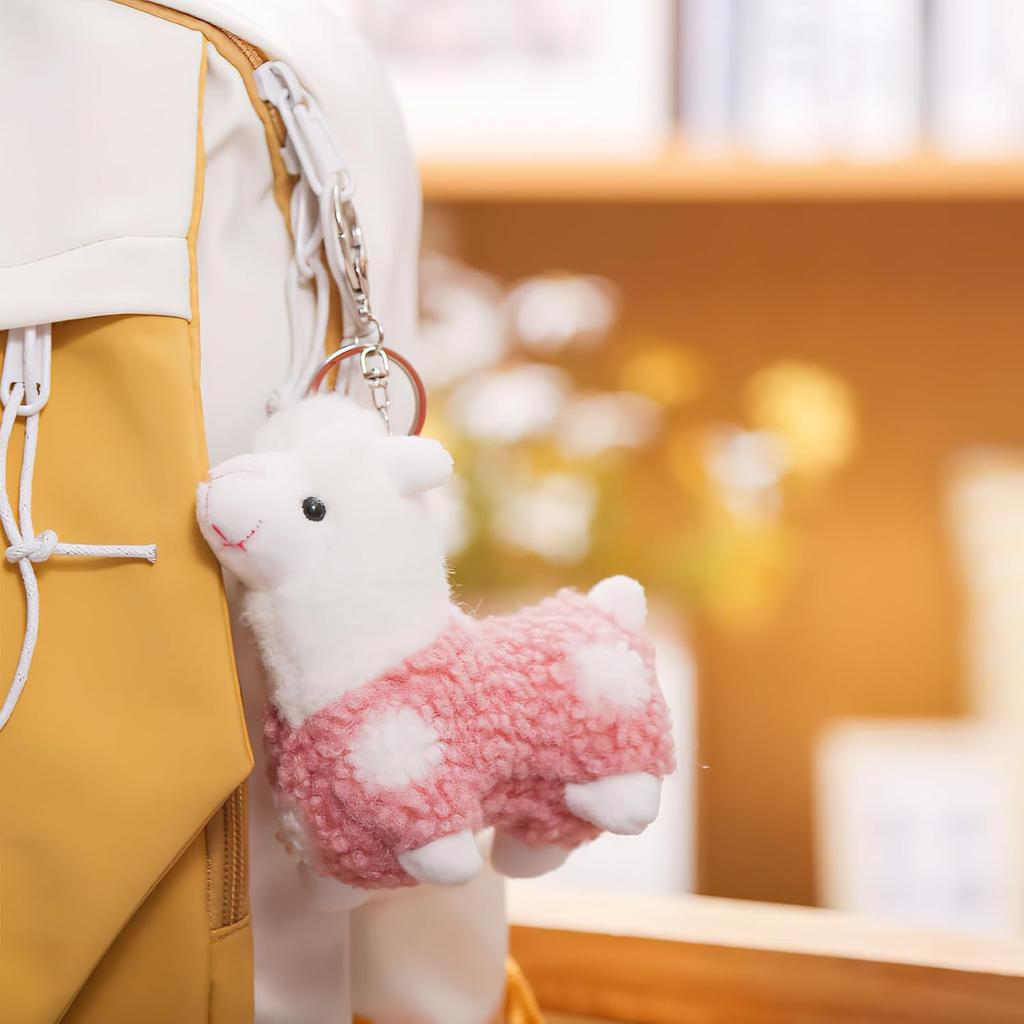 1-4PCS Cute Alpaca Plush Keychain Soft Stuffed Cartoon Cute Plush Keychain Bag Backpack Pendant Animal Plush Toy for Kids Adults