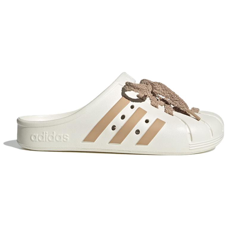 New Adidas ADILETTE CLOGS Composite Sole Abrasion Resistant Slip Resistant Closed Toe Slippers Unisex White Brown JQ2117
