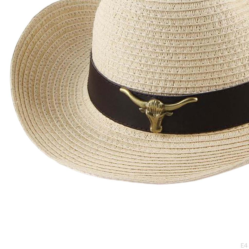 Classic Western Cowboy Hat Sun Cow Decorate Wide Brimmed Costume Unisex for Cowgirl Outdoor