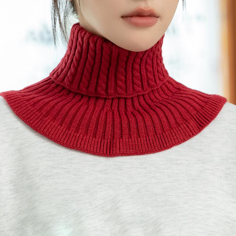 1Pc Solid Color Fashion Knitted Windproof Women Detachable Fake Collar Warmer Neck Turtleneck