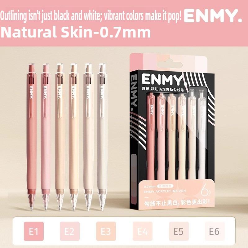 ENMY 48/10 Colors Acrylic Rainbow Color Gel Pen Non Smudge Non Skip Fine Tip 0.6mm Art Pen Office School Supplies Stationery