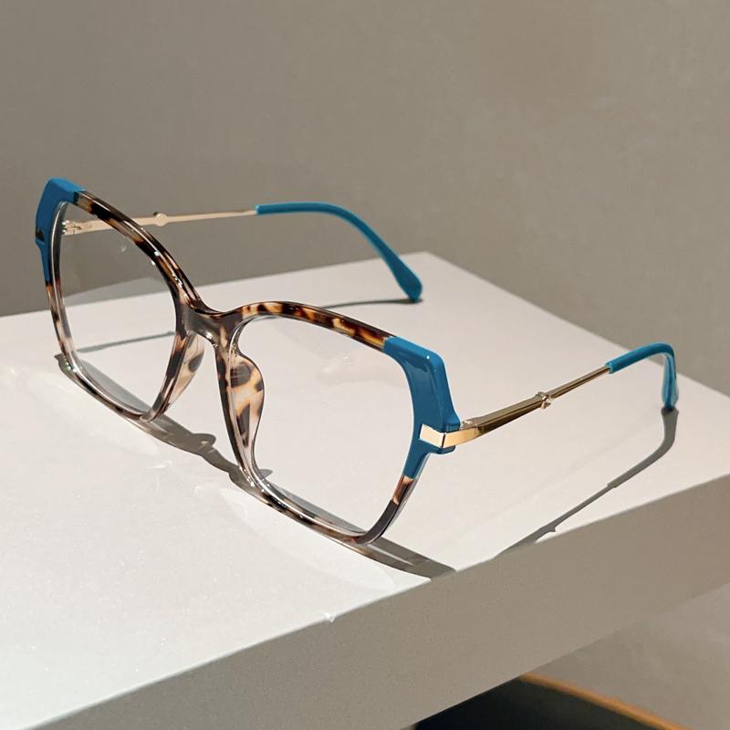 KAMMPT Oversized Glasses Women 2026 New Fashion Patchwork Optical Frames Trendy Brand Design Blue Light Blocking Decor Eyewear transparent lenses