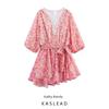 Kaslead New Women Clothes Western Style Sweet Style Small Floral Neckline Lace Dress