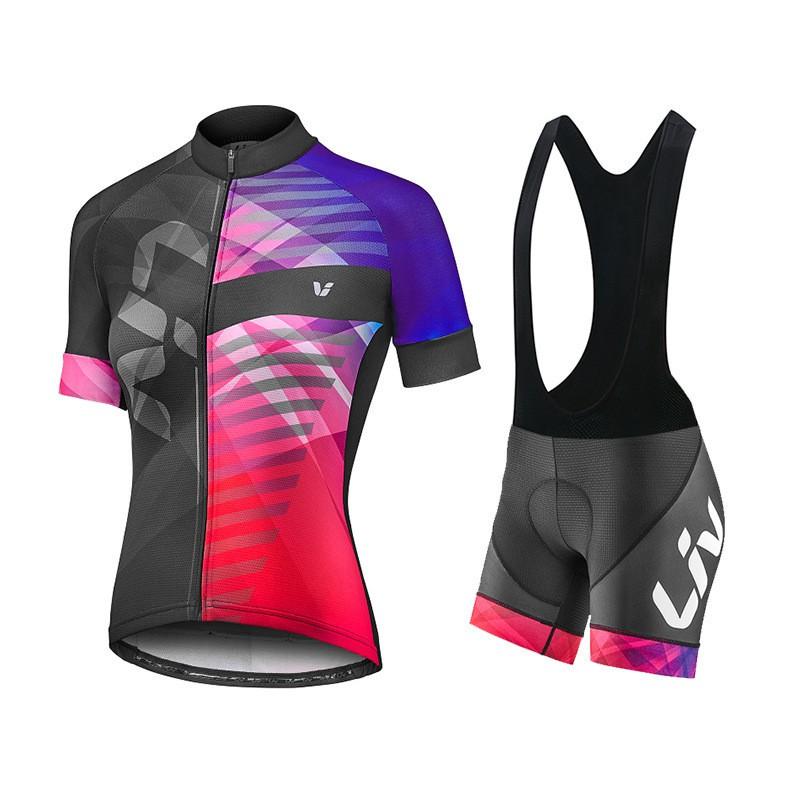 Damen atmungsaktives Mountainbike-Radtrikot-Set Kurzarm-Fahrbekleidung