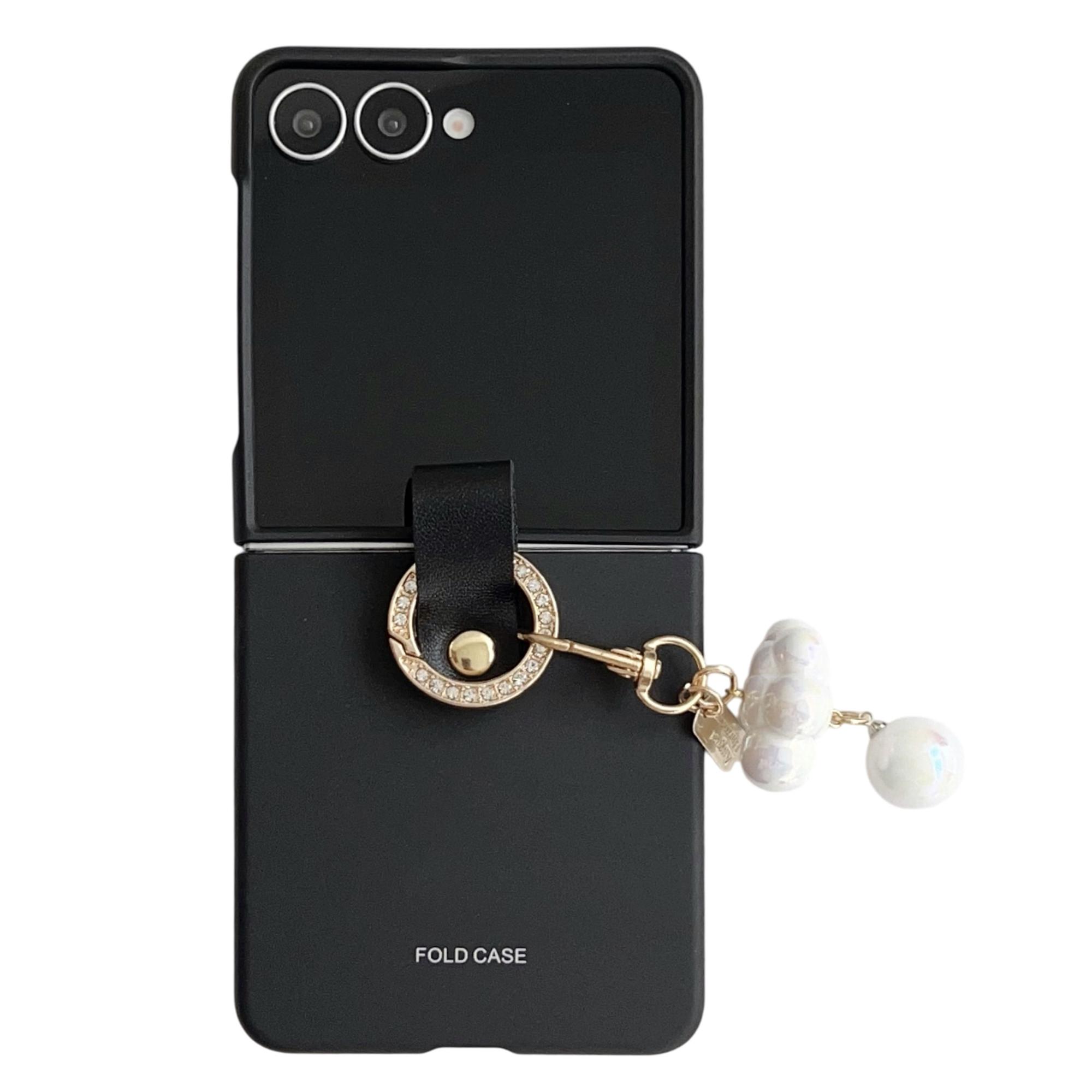 

Чехол для Samsung Galaxy Z Flip7 5G Ультратонкий ПК Чехол для телефона с жемчужным кулоном Black