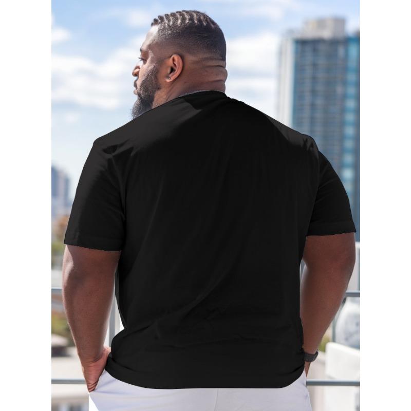 European Size Men's Plus Size Funny  T-Shirt - Oversized Loose Fit Casual Summer Short Sleeve Round Neck Tee, Breathable Big & Tall Top