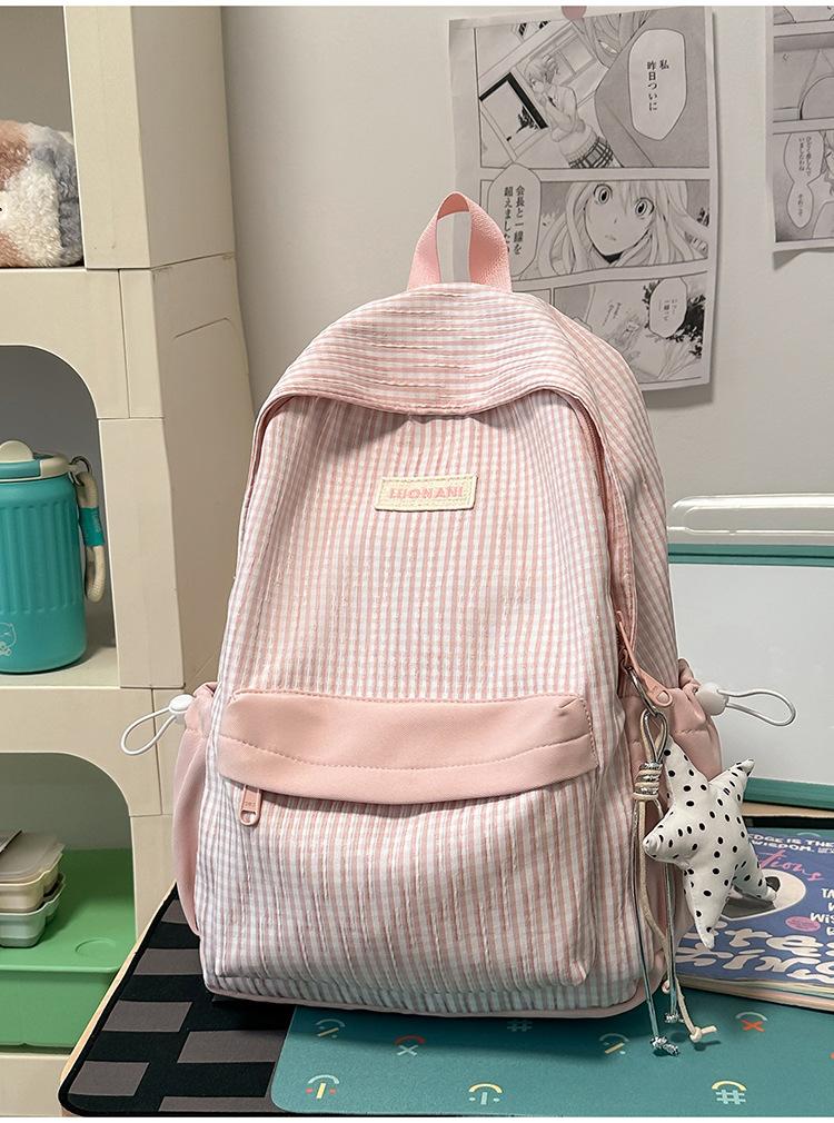 Schoolbag powder condensation warm bubble wrinkle spinning schoolbag Japanese girl milk pastoral layered storage outing shopping backpack